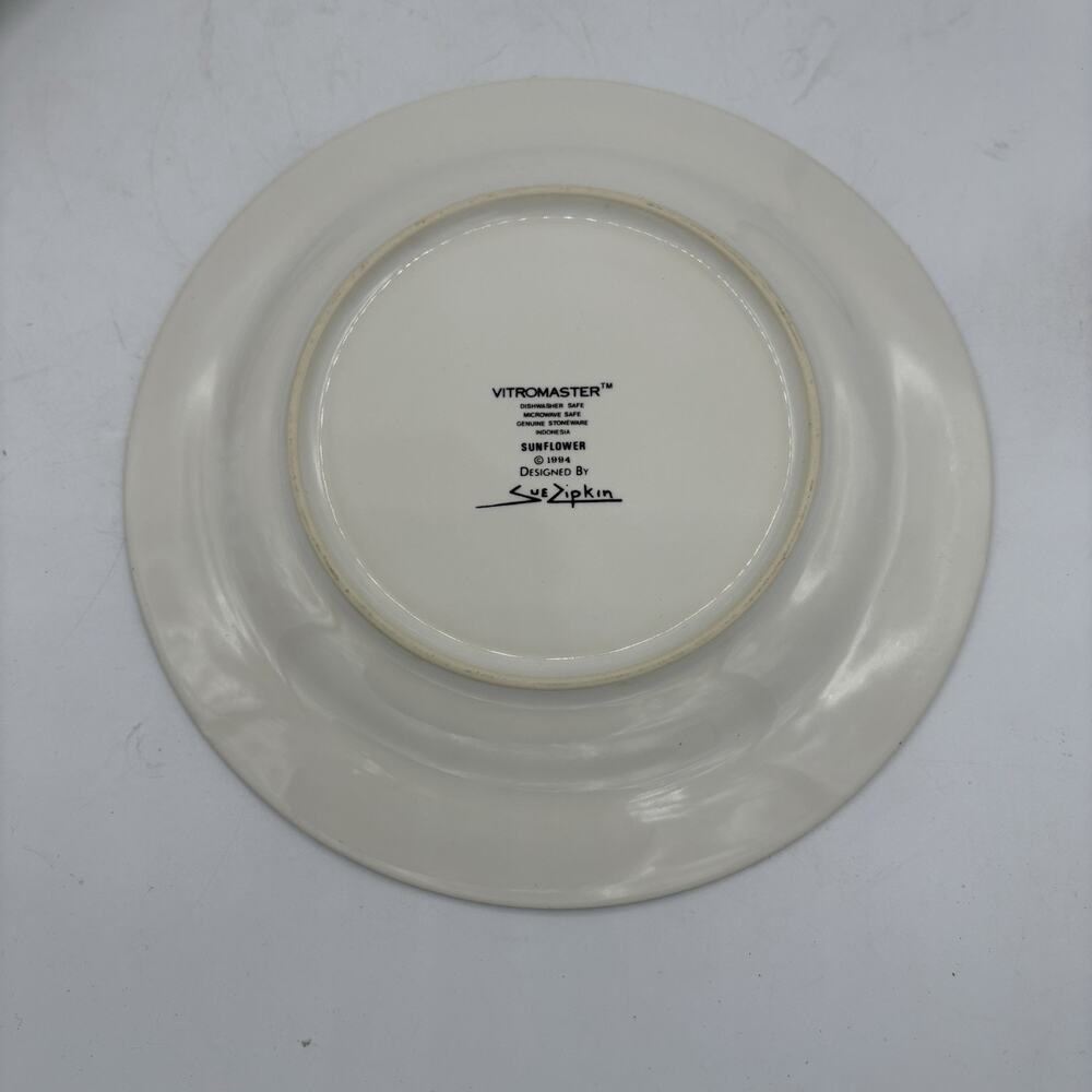 Sakura Vitromaster Salad Plates 7.75" Sunflower 1994 Sue Zipkin Lot Set of 4 Vtg - Picture 12 of 12